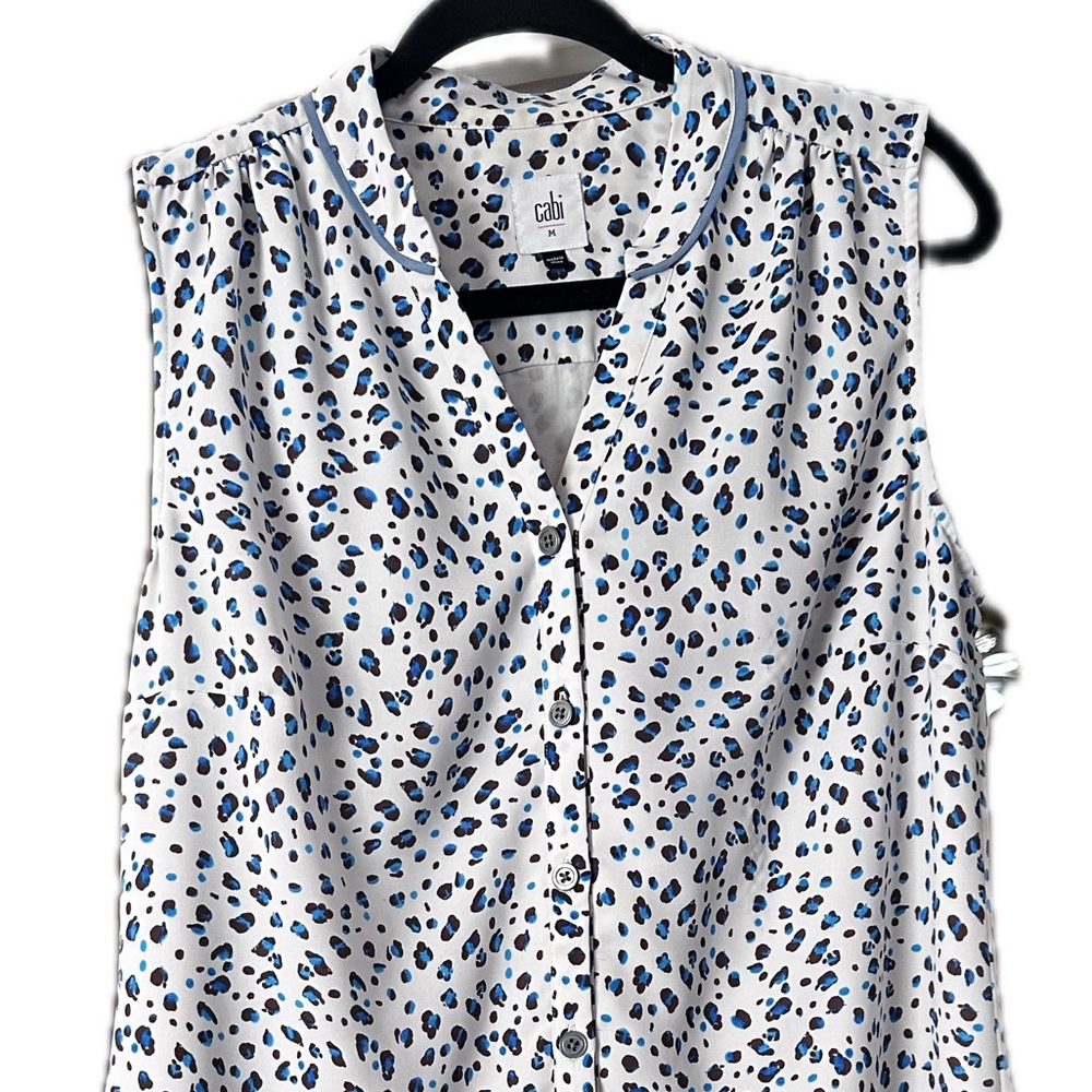 CAbi White and Blue Patterned Dress